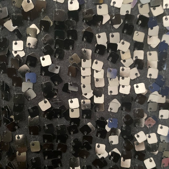 EXPRESS CUBE SQUARE SEQUIN BLACK TANK Top GORG XS GUC - Picture 3 of 5